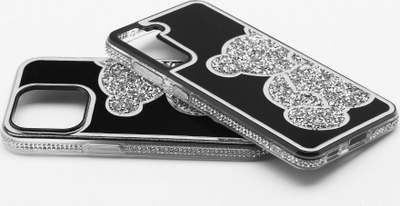 Maskë telefoni Teddy Bear për iPhone 12 / 12 Pro, PU TPU, ngjyrë argjendi