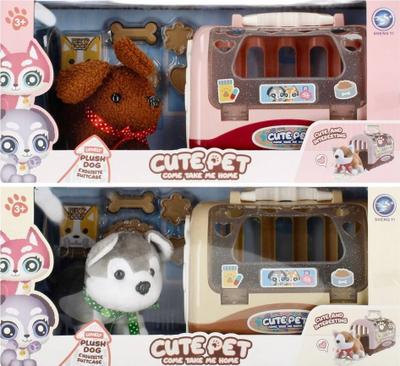 Set lodër MEGA CREATIVE 499387, qenush pelush, transporter me gërneta, shumëngjyrësh