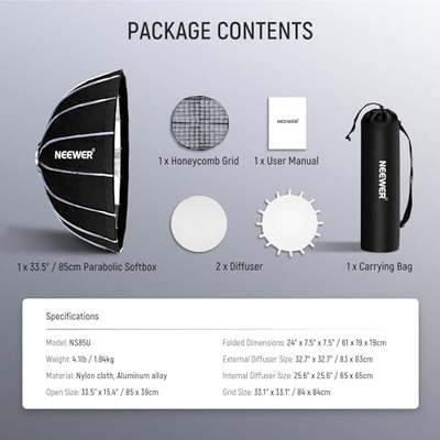 Softbox parabolik NEEWER Hexadecagon 33.5", 85cm, Bowens Mount, i zi