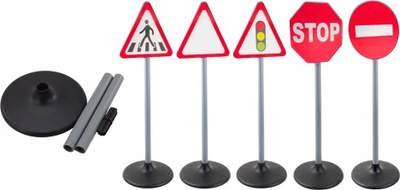 Set edukativ tabela trafiku paralajmëruese, 5 copë, 70 cm, shumëngjyrëshe