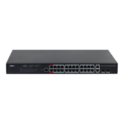Switch i menaxhueshëm Dahua PFS4226-24GT-370, 24x Gigabit PoE, 370W, gri
