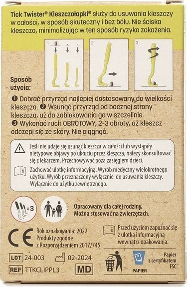 Set grepash Tick Twister për heqjen e rriqrave, varëse çelësash, 3 copë