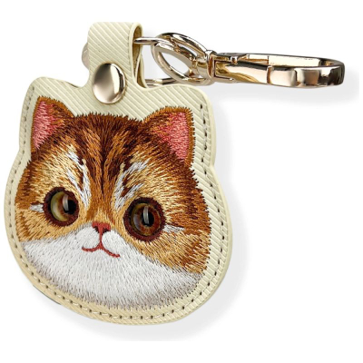 Mbajtëse AirTag Nimmy Big Eyed Pet 2.0 Cat, me karabinë, për qafore ose çantë, bezhë