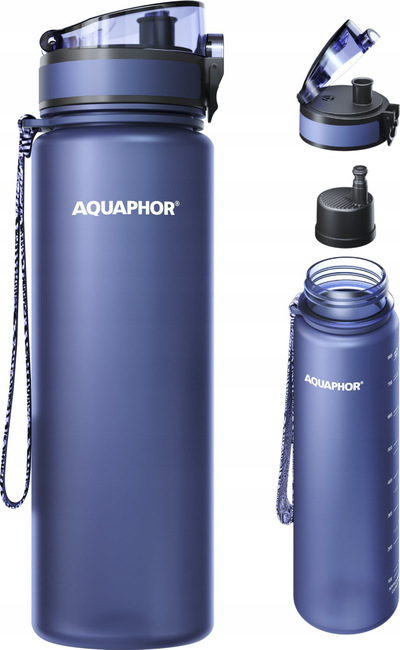 Shishe filtrimi uji Aquaphor Dua City, 0.8L, Tritan, blu e errët