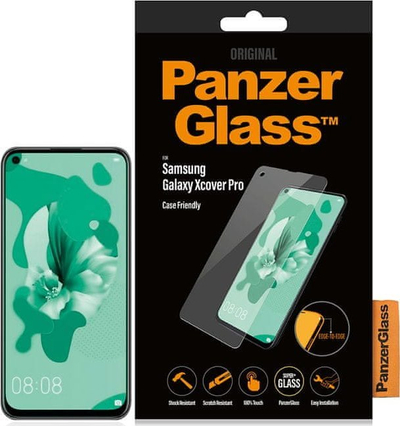 Xham mbrojtës PanzerGlass për Samsung Galaxy Xcover Pro, mbulim skaj më skaj, i përshtatshëm me kapak, transparent