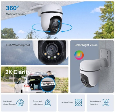 Kamerë sigurie e jashtme TP-Link Tapo C510W 2 pack, 3MP 2K 1296p, WiFi PTZ, e bardhë