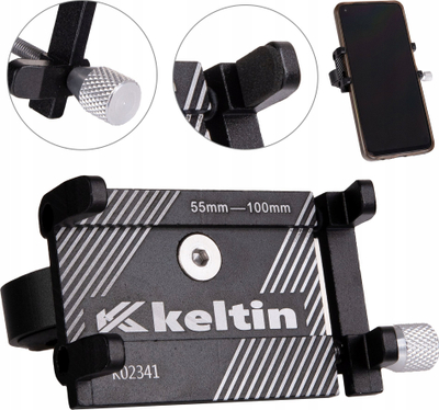 Mbajtëse telefoni për biçikletë Keltin K02341, alumin, 55-100mm, e zezë