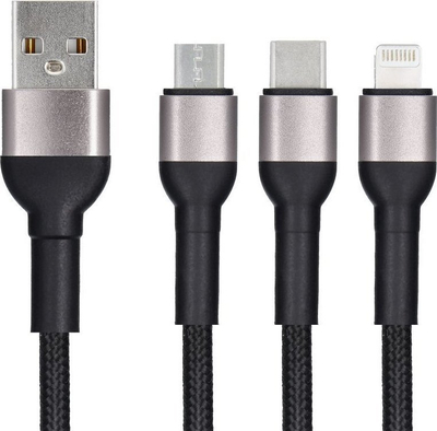 Kabllo karikimi Blue Star Premier 3 në 1, 1.2m, USB 3.2 Gen 1, e zezë
