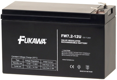 Bateri plumbi Fukawa FW 7.2-12 F2U, 12V 7.2Ah, Faston 6.3mm, e zezë