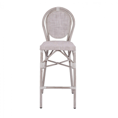 Stol alumini stil bambuje, textilene, 47×61×115 cm (HM5110), bardhë