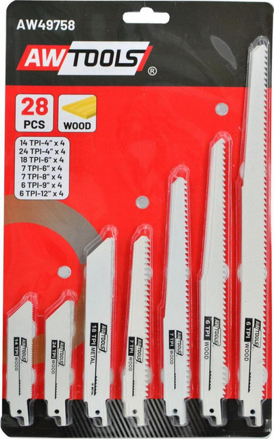 Set tehe të sharrës AWTools, 28 copë