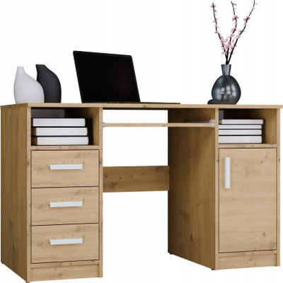 Tavolinë zyre DELTA OAK ARTISAN, 120 cm, 3 sirtarë me rafte, kafe