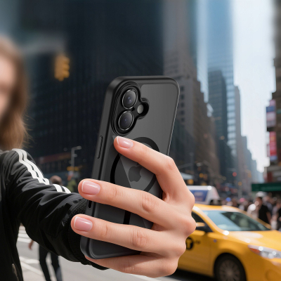 Mbrojtëse telefoni Tech-Protect MagPeak MagSafe CC, për iPhone 17, transparente me të zeza