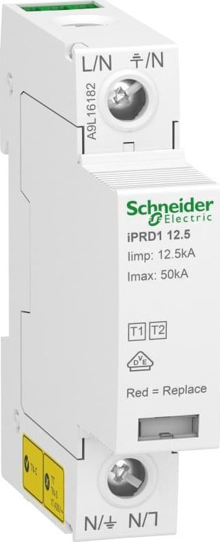 Mbrojtës nga mbinapet Schneider Electric iPRD1 12.5R T12 1 A9L16182, 12.5kA, montim në shinë DIN, i bardhë