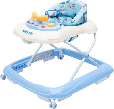 Ecëse për bebe Baby Mix me timon, rrota silikoni, blu