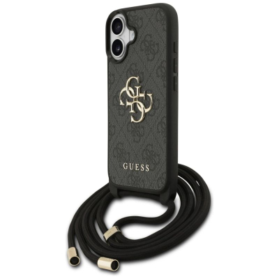 Mbulesë telefoni Guess 4G Big Logo me rrip tek kordelja, crossbody, për iPhone 17, e zezë