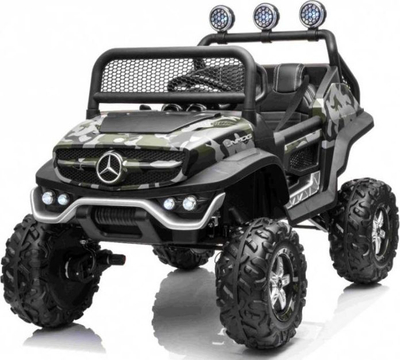 Makina elektrike për kalamaj Mercedes Benz Unimog, 2 vende, dizajn kamuflazh, e zezë