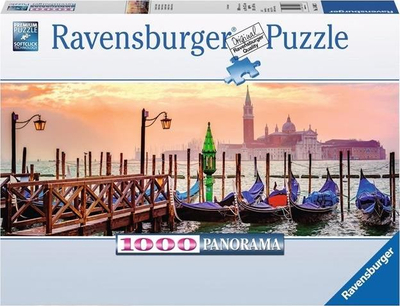 Puzzle Ravensburger Venetian Gondolas, 1000 copa, panorama, shumëngjyrësh