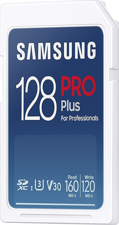 Kartë memorie Samsung PRO Plus SDXC, 128GB, U3 V30, e bardhë