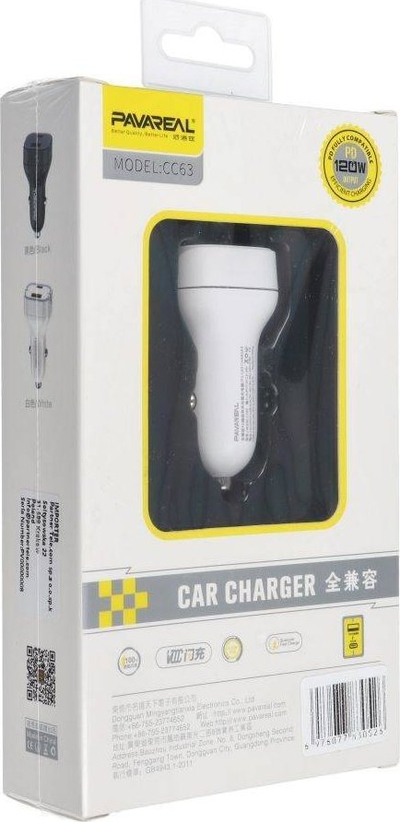 Ngarkues makine Pavareal PA-CC63, 20W PD, USB-C dhe USB-A, i bardhë
