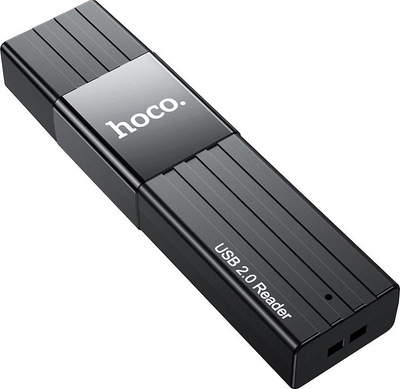 Lexues kartash Hoco USB 2.0, 2 në 1 TF SD, i zi