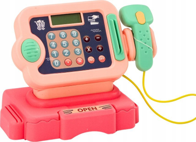Lodër kasë për kalamaj Cash Register, me karrocë pazarit, me drita dhe zhurma, rozë