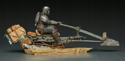 Figurë koleksioni Iron Studios The Mandalorian on Speederbike, Art Scale 1:10, shumëngjyrëshe