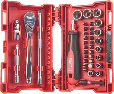 Set çelsash Milwaukee 48-22-9014, 1/4", 38 copa, i kuq