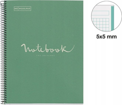 Тетратка Miquelrius Recycled A4, 80 листови, мрежа 5x5 mm, Eco Mint