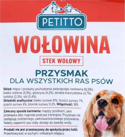 Shpërblim për qen Petitto Beef Steaks, mish viçi, 500g