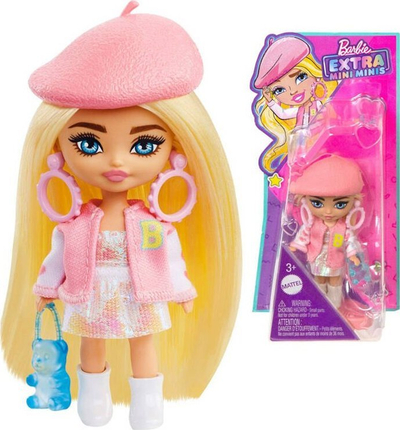 Kukull Barbie Extra Mini Minis, 8cm, flokë bjonde, me beretë