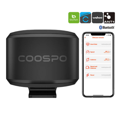 Sensor shpejtësie biçiklete Coospo BK9S, Bluetooth 5.0, ANT+, i zi