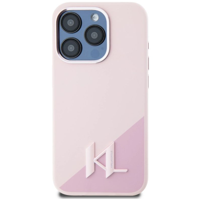 Маска за телефон Karl Lagerfeld MagSafe за iPhone 15 Pro Max, силикон, розова