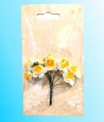 Lule zbukuruese prej letre Galeria Hobby Paper Flowers Roses, set, të bardha e të verdha
