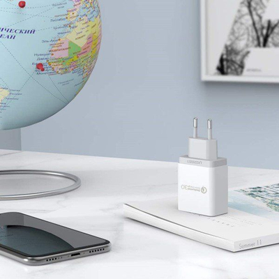 Karikues muri Ugreen CD122, 18W Quick Charge 3.0, 1x USB A, i bardhë
