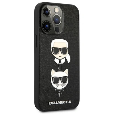 Mbulesë telefoni Karl Lagerfeld PU Saffiano Karl dhe Choupette, për iPhone 13 Pro, e zezë
