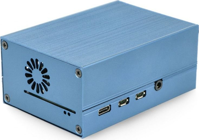 Kuti metalike OEM për Raspberry Pi 4B DNG-16014, me ventilator, blu