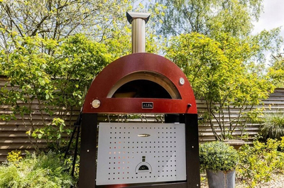 Furrë pice Alfa Forni Moderno 2 Pizze, me dru, për jashtë, e kuqe Antique Red