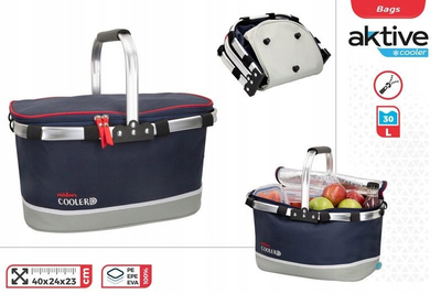 Shportë pikniku Aktive Trmica Picnic Folding Basket, 30L, palosme, e zezë