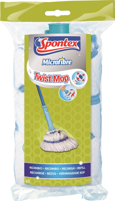 Kokë zëvendësuese për mop Spontex Twist Mop, mikrofibër, e bardhë