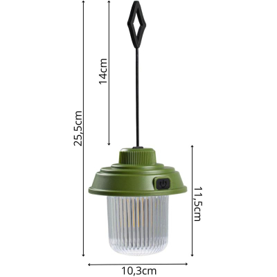 Lampë kampingu Redcliffs Camping, LED 1W, rikarikues me USB, jeshile