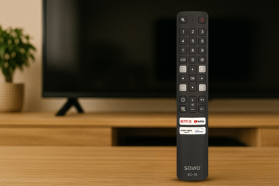 Telekomandë universale Savio RC-15, për TCL Smart TV, rreze 10m, e zezë