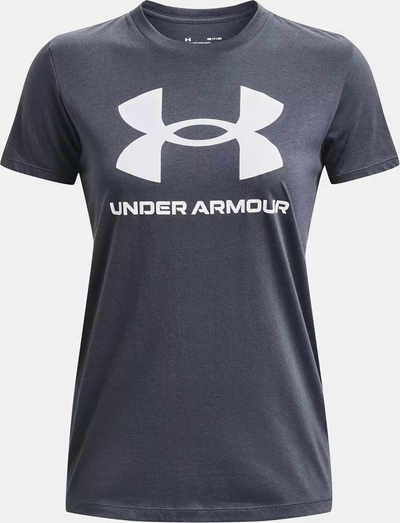 Bluzë sportive Under Armour Live Sportstyle Graphic W, pambuk me poliester, me logo të madhe, gri e errët