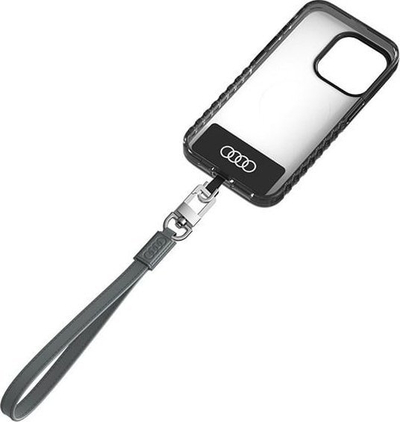 Lanyard universal për telefon Audi AU-HSLSL-GT, lëkurë eco, 28cm 10mm, gri