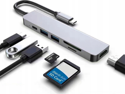 USB HUB 6 në 1, 6 porta USB, i zi
