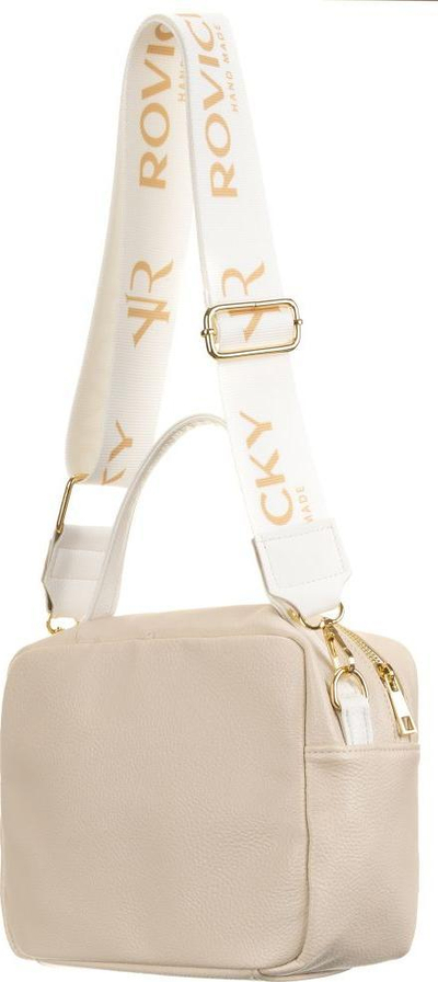 Çantë shpatulle Rovicky Satchel, lëkurë ekologjike, me rrip të rregullueshëm, bezhë e çelët
