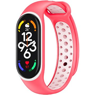 Byzylyk sportiv Eternico për Xiaomi Mi Band 5 6 7, silikon, rozë e butë me të bardhë