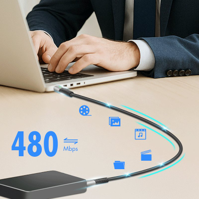 Kabllo USB C LogiLink C/M në C/M, 0.5m, 100W, najlon, e zezë