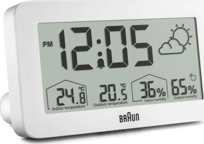 Stacion moti Braun BC13WP, radio DCF77, ekran LCD, i bardhë