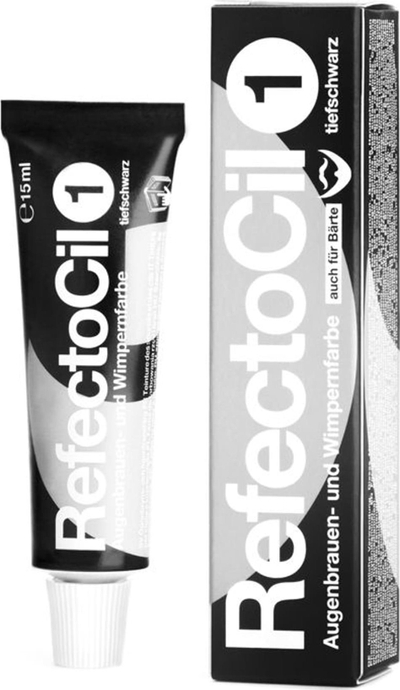 Xhel boje për vetulla edhe qerpikë RefectoCil Henna 1 Pure Black, që s’e merr uji, i zi shumë intensiv